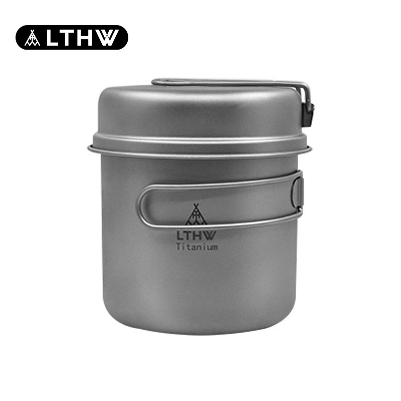 LTHW旅腾户外纯钛轻量锅露营炊具超轻徒步煎锅钛合金折叠套锅锅具