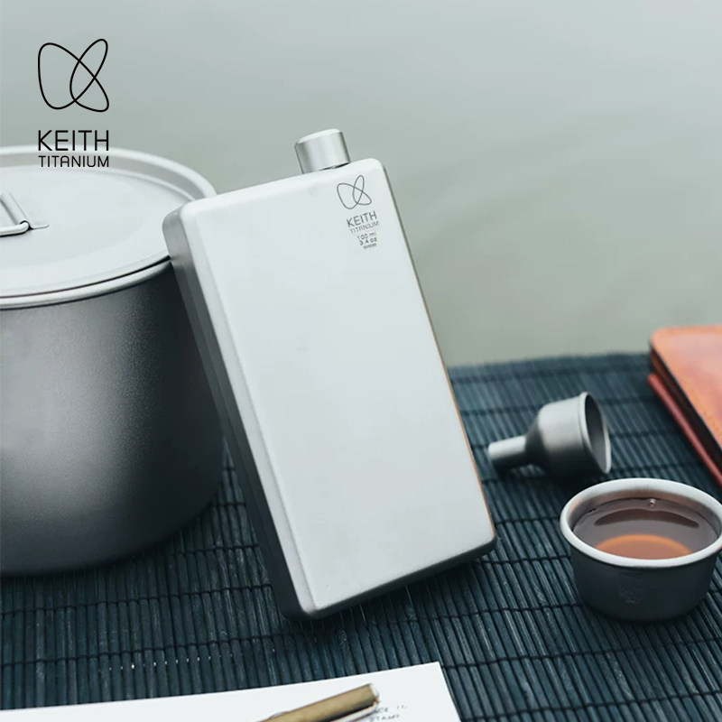 KEITH铠斯纯钛小酒壶户外精致露营便携酒壶随身迷你水壶白酒壶
