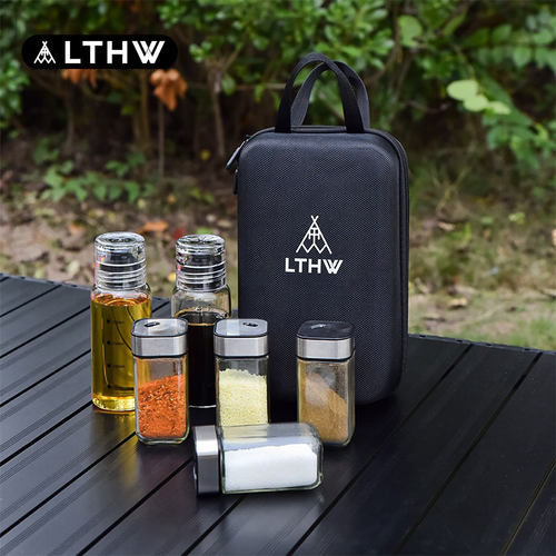 LTHW旅腾露营玻璃调味油盐酱醋瓶户外便携式野餐调料瓶硬质收纳盒