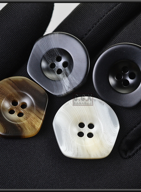 高档不规则呢大衣黑色扣子毛呢外套男女上衣纽扣白色羊绒风衣钮扣