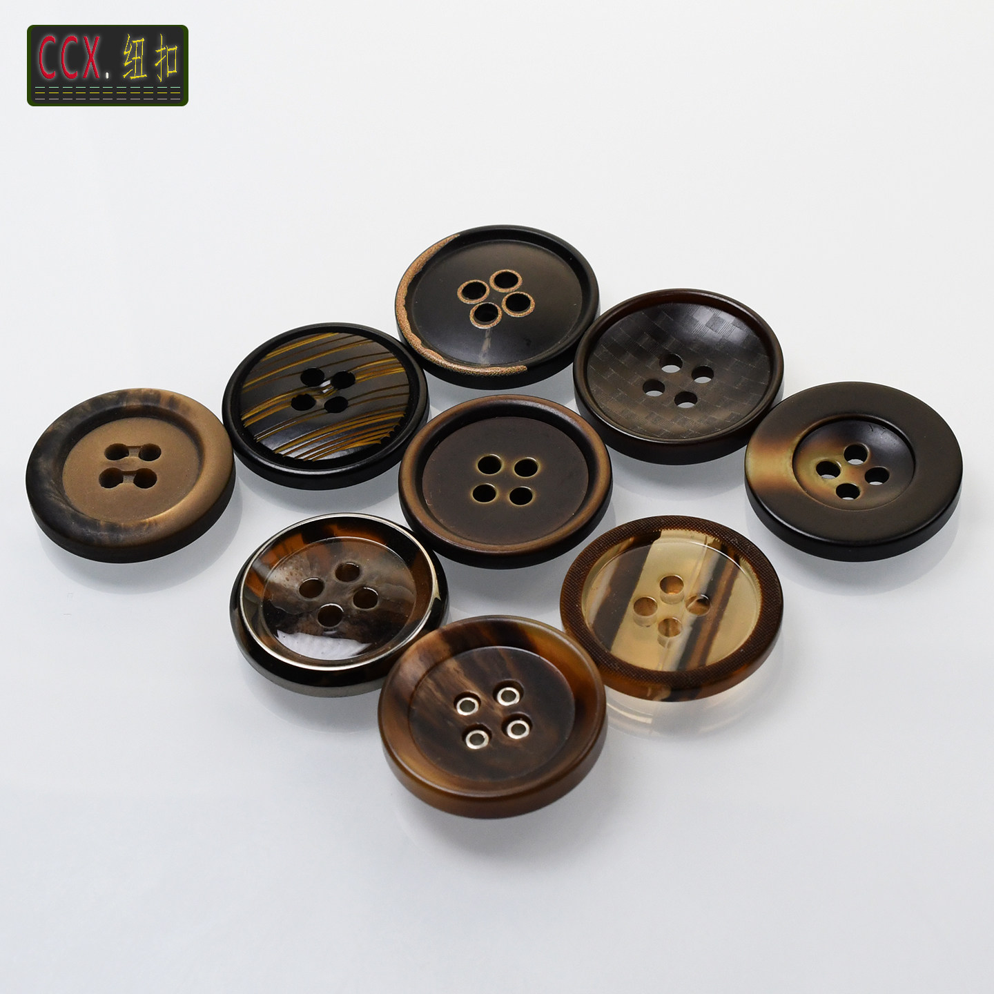 CCX树脂深咖色呢大衣纽扣