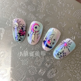 美甲印花板可爱蝴蝶结转印钢板樱桃线条模板圆点精细花纹