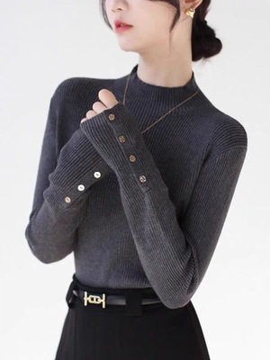 【衣表达】251201-8 羊绒毛衣女半高领打底修身针织内搭纯色加厚