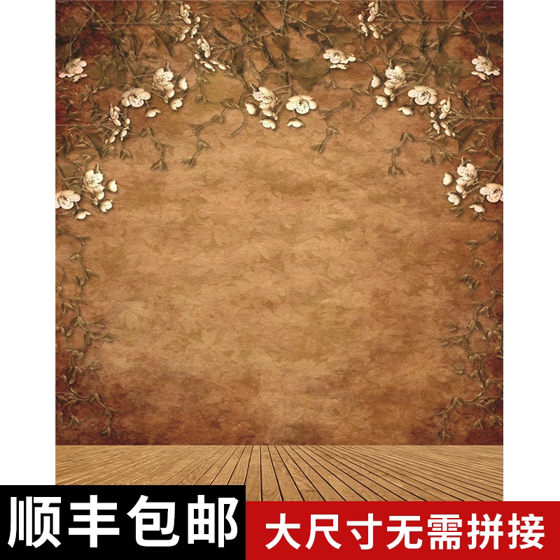 花朵藤蔓油画背景布油画背景布复古个人写真艺术照婚纱摄影拍照幕