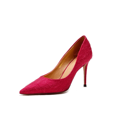 rt春季毛毡羊皮简约风纯色高跟鞋