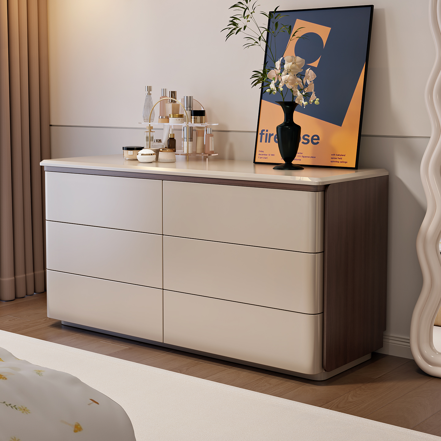 2025实木烤漆意式极简斗柜