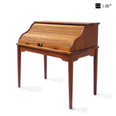 卷帘桌 进口 士瞻 top 实木 柚木roll 工作台 黑胡桃 desk书桌