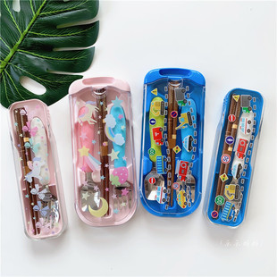 现货日本爱迪生妈妈儿童训练筷子叉子勺子不锈钢宝宝吃饭学生餐具