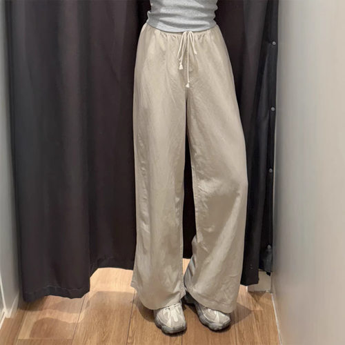 女装麻混纺舒适长裤/常规款直筒裤休闲裤新款2026春夏新款L482246