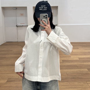 女装夹克式衬衫/长袖衬衣春季新款棉质圆领宽松纯色上衣Y487181