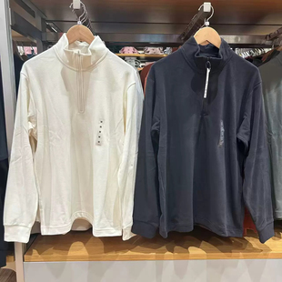 URAZ!摇粒绒半拉链T恤!柔滑弹力套头衫长袖打底衫秋冬款l481184