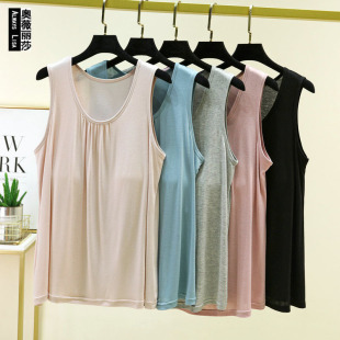 宽松无袖 大码 上衣休闲圆领内搭吊带打底 薄款 莫代尔家居背心女夏季