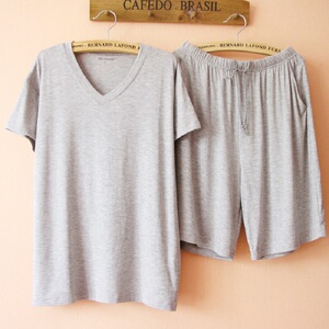 男女夏薄款莫代尔短袖短裤睡衣 情侣宽松家居服套装加大加肥240斤
