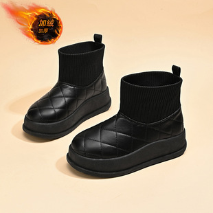 加绒中筒靴加厚户外厚底保暖棉鞋 冬季 2025新款 雪地靴女款