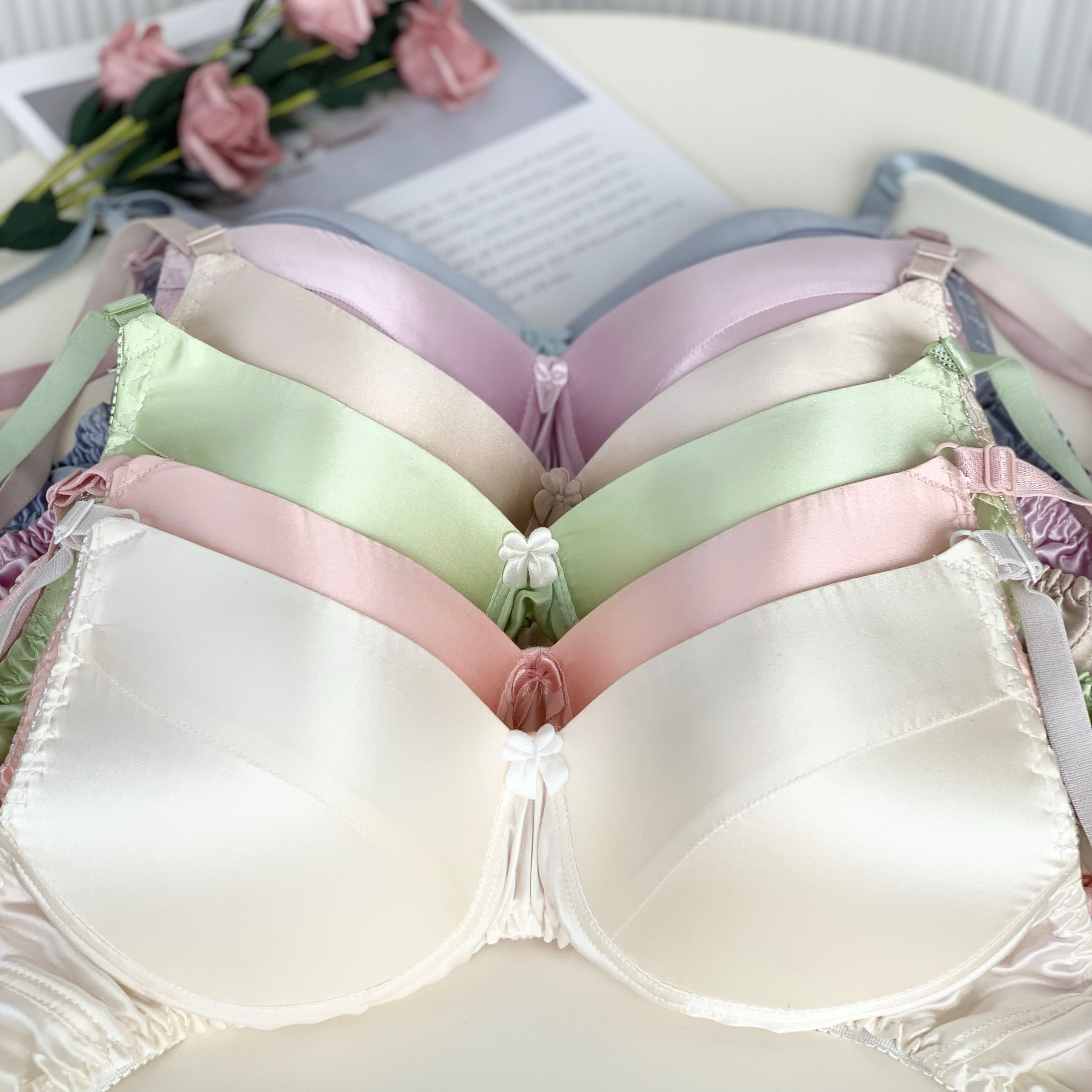 丝叶青品牌舒适文胸无钢托纯真丝