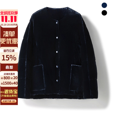 一衣一码~90白鹅绒~真丝丝绒~圆领短款上衣外套冬季女宽松羽绒服