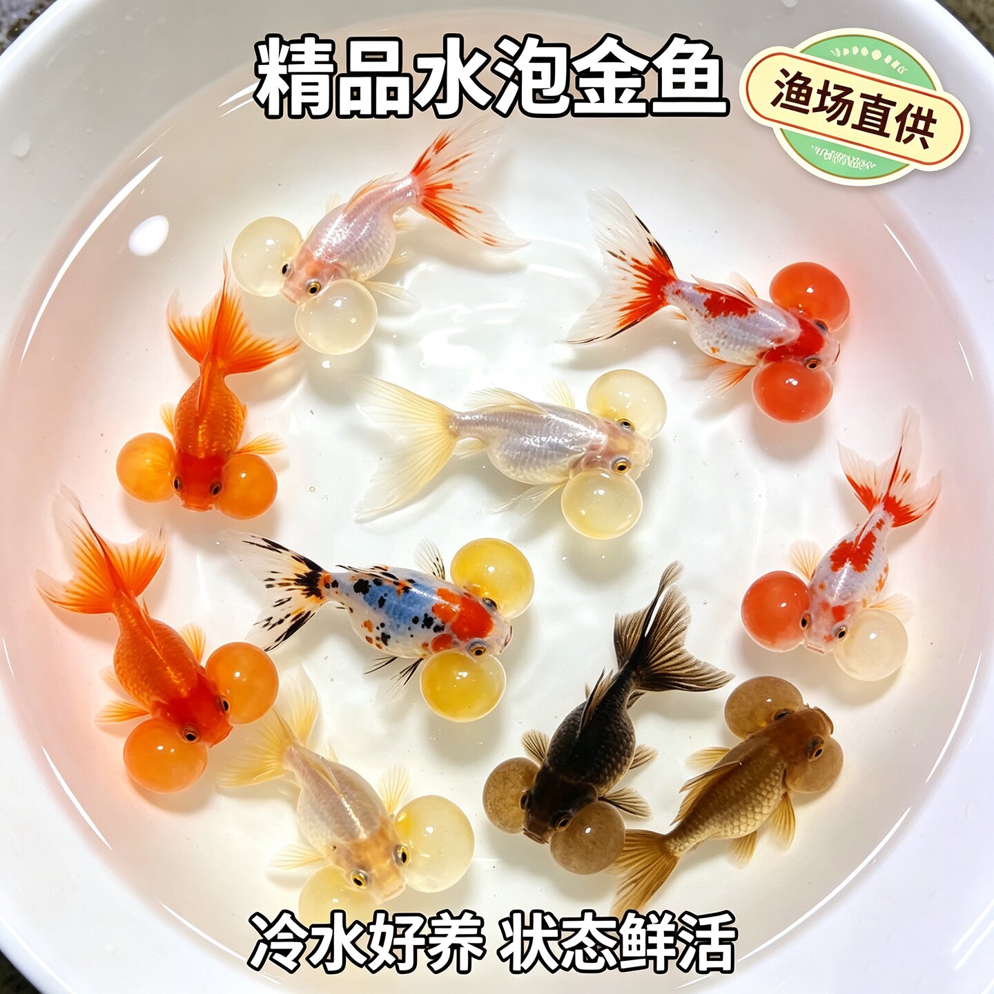 水泡金鱼传统金鱼大眼水泡 红白五花水泡兰寿蝶尾 冷水淡水观赏鱼