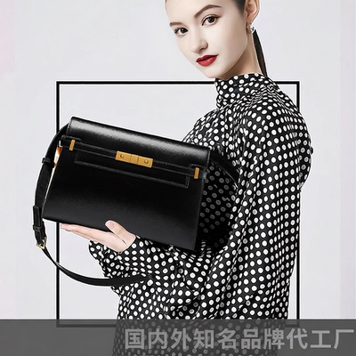 复古高级感腋下邮差法棍包 真皮杨树林鳄鱼纹曼哈顿包包女凯丽包