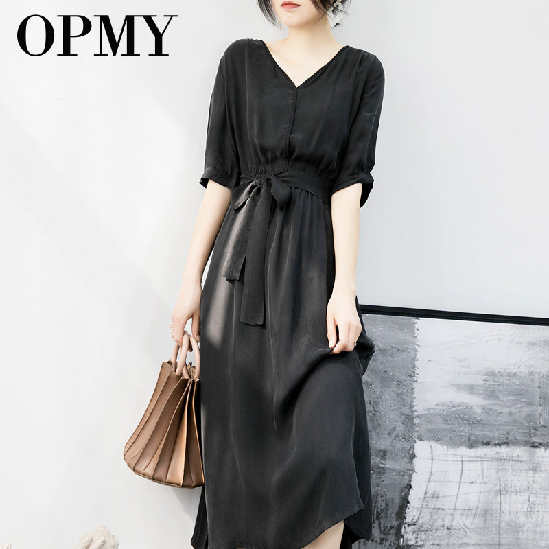 OPMY高端宽松大码系带连衣裙夏季