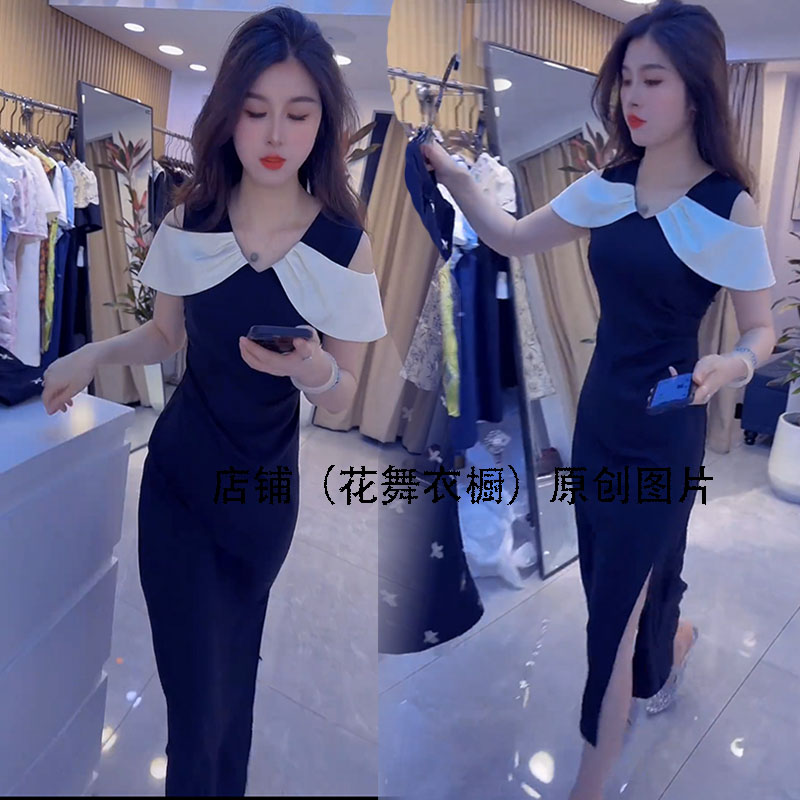 2025夏季新款韩版时尚百搭显瘦连衣裙女设计感小众收腰显瘦长裙女