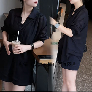 慵懒风防晒衬衫套装女夏季宽松两件套时尚洋气休闲短裤套装个性潮