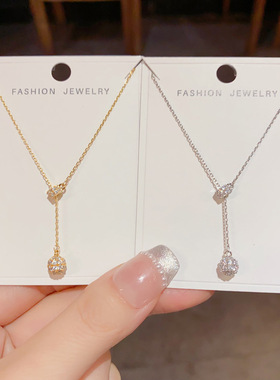 小众设计钻球抽拉式流苏项链女甜美气质简约轻奢百搭锁骨链新款潮