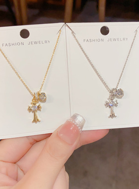 时尚复古爱心十字架吊坠项链