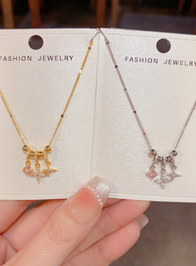 轻奢百搭镶钻芒星锁骨项链