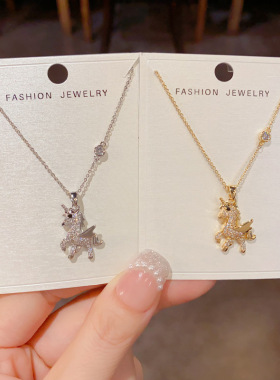 锆石飞马吊坠项链本命马年超闪