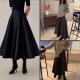 重磅双面丝绸半身裙赫本风小黑裙女a字裙法式 伞裙通勤裙打底裙
