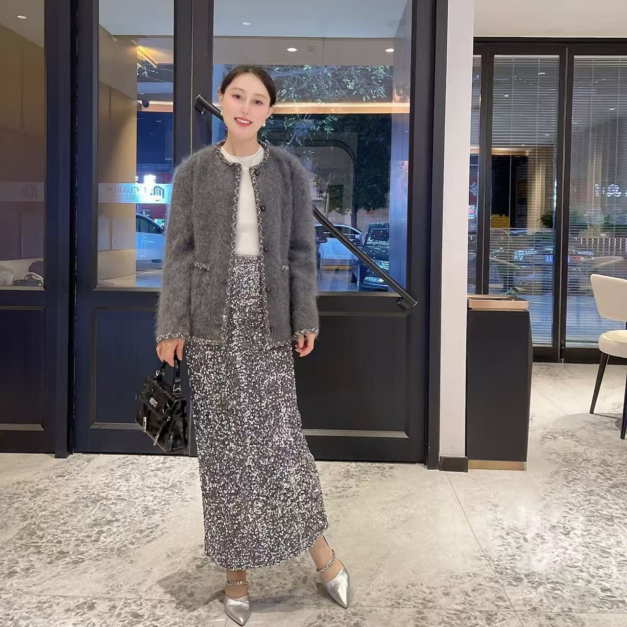 ”重磅拉绒小香风~羊绒衫拉毛拉绒加厚开衫外套