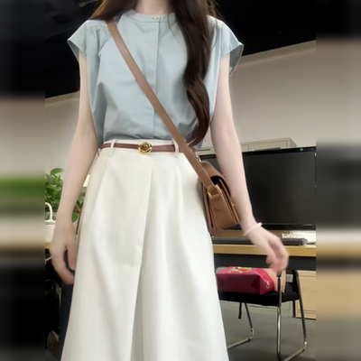 高级感气质衬衫连衣裙子女装2025新款夏季小个子穿搭一整套装