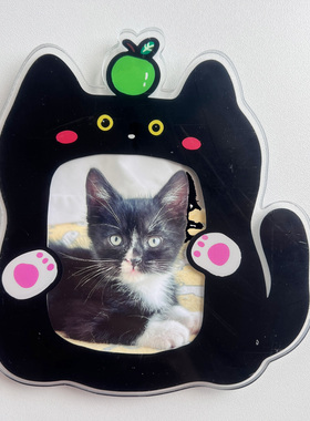 创意卡通可爱奶牛猫3寸拍立得情侣相框磁吸亚克力冰箱贴生日礼物