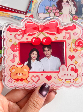 结婚登记照相框磁吸冰箱贴亚克力新房装饰新婚结婚情侣礼物大2寸
