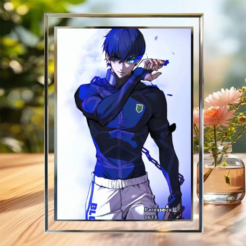 蓝色监狱洁世一周边水晶玻璃相框定制diy照片相框ins桌面摆台