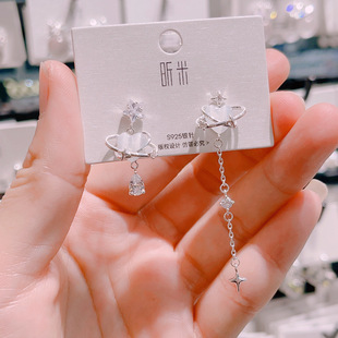 昕米梦话流光星球耳钉女简约长款五角星一周耳环 新款时尚个性耳
