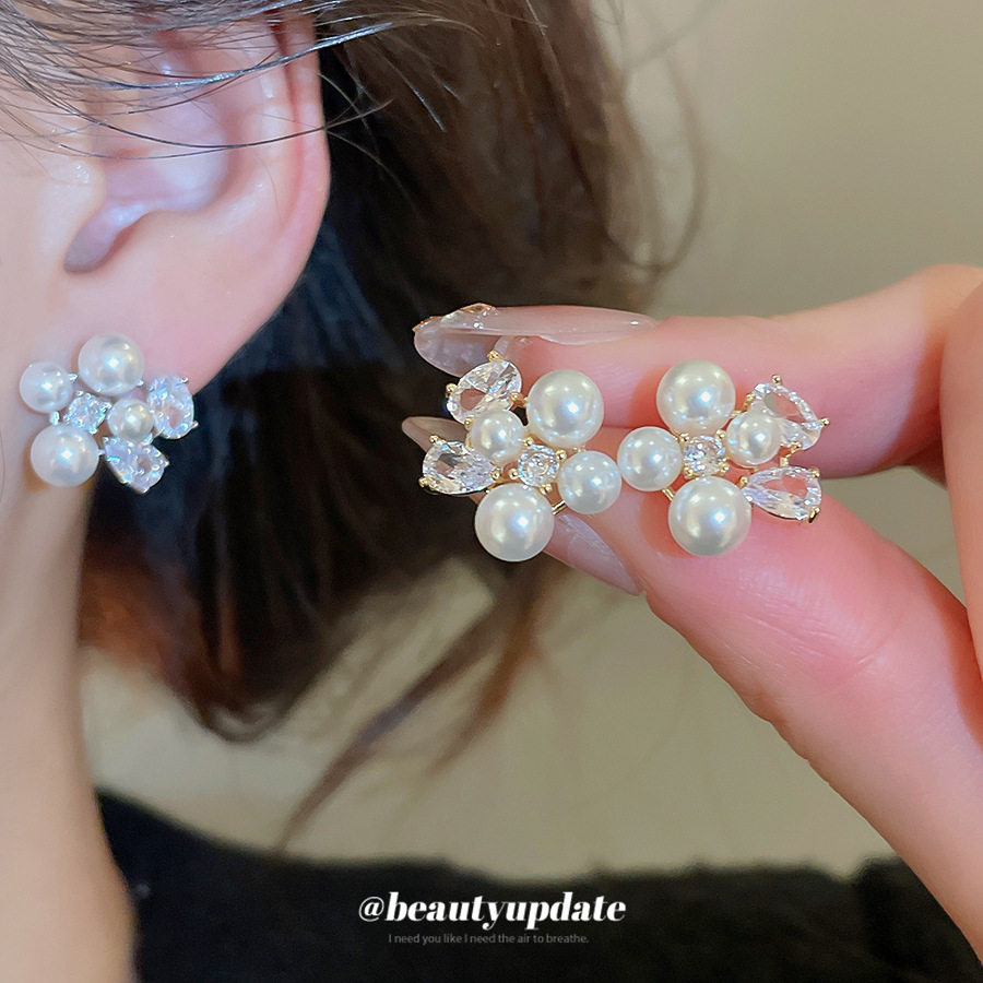 银针法式复古锆石花朵珍珠耳钉轻奢高级感百搭耳环时尚优雅耳饰女,饰品/流行首饰/时尚饰品新,耳环,淘宝优惠券,粉丝福利购,淘宝优惠卷