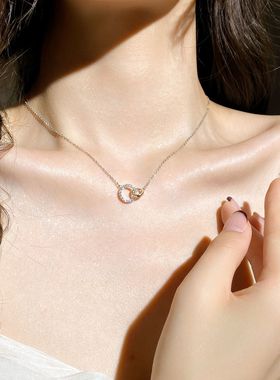 双扣项链女夏季高级感配饰小双环时尚百搭锁骨链节日礼物直销