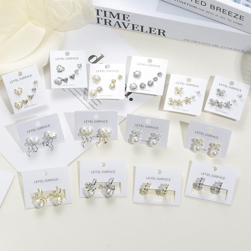 零尚设计多件套几何耳钉女秋冬百搭款环保电镀义乌配饰