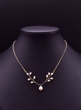 XlentAg天然淡水珍珠树枝项链女潮韩国气质简约原创手工吊坠饰品