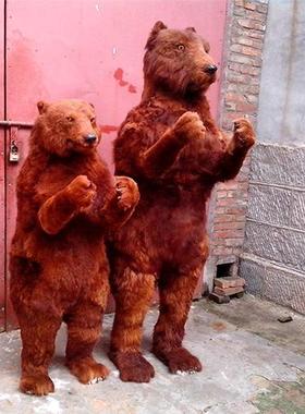仿真棕熊黑熊白熊门市招财展厅摆件皮毛动物狗熊模型1比1棕熊标本