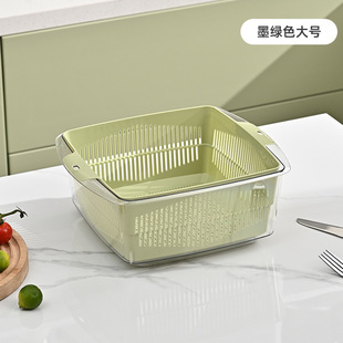 双层洗菜篮家用厨房沥水篮塑料大号滤水洗菜盆透明洗水果蔬菜神器