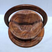 木托木质实木托架欧式 圆形摆件巴基斯坦木雕果盘糖果盘瓜子盘