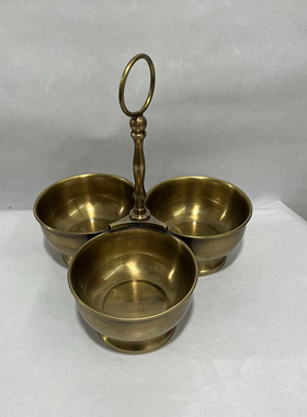 纯铜手工锤纹果盘摆件家居客厅装饰品复古工艺礼品果篮纯铜民族