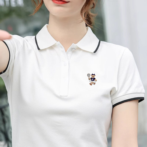 短袖夏款刺绣纯棉女修身
