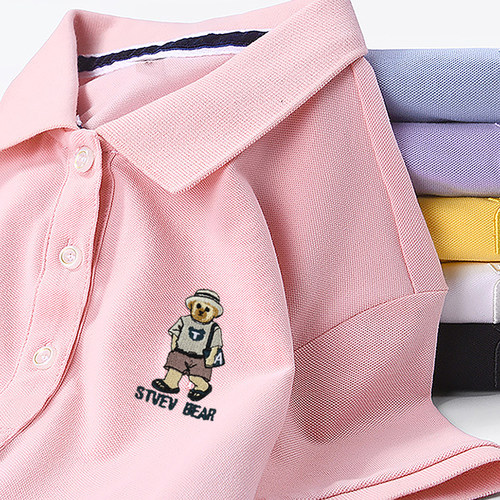 新款小熊短袖翻领定制园服polo衫