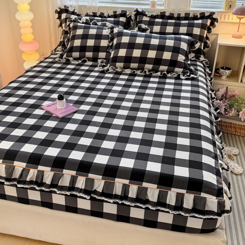 花边床笠水洗棉床罩单件纯色床罩三件套席梦思床垫保护套防滑床单,床上用品,床笠,淘宝优惠券,粉丝福利购,淘宝优惠卷