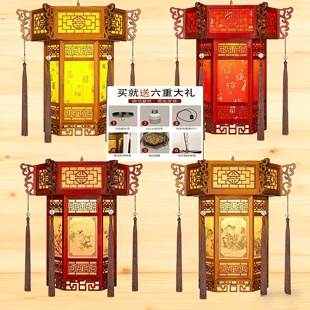 中式实木宫灯六角饭店别墅新年灯笼寺庙祠堂走廊吊灯户外广告灯笼