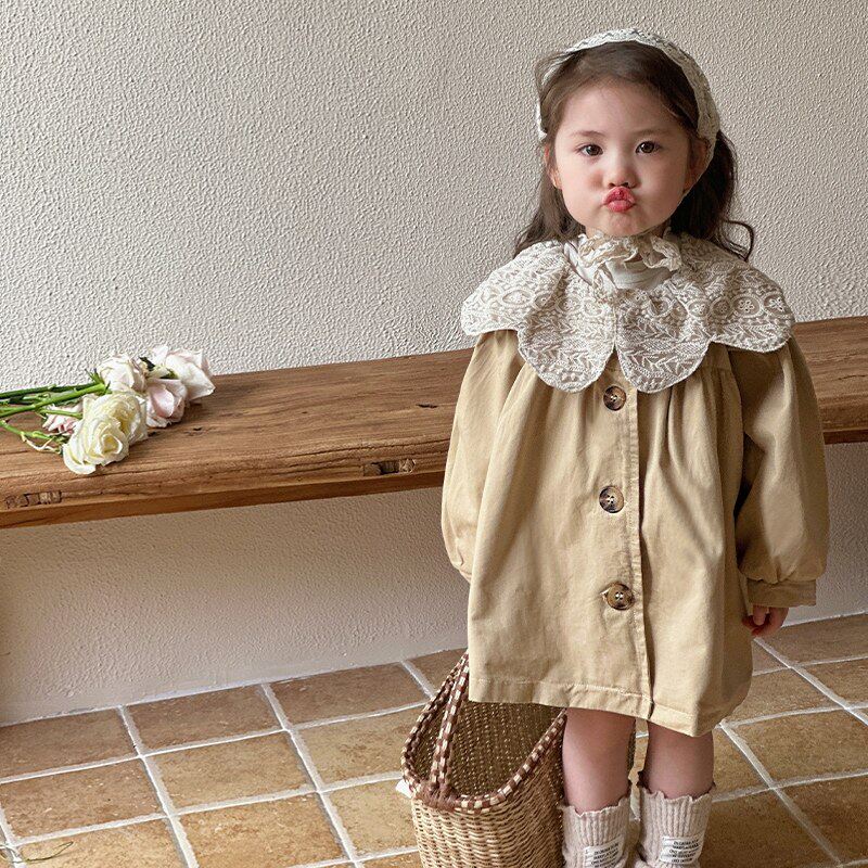 女童风衣2025秋季新款儿童时尚英伦风中长版上衣女宝宝春秋装外套