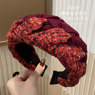 拼色编织宽边发箍高颅顶女款 头箍高级感洋气发卡 日常外戴2025新款